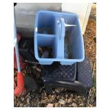 Three stepstools plastic tote and bug zapper