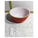Red Pyrex bowl