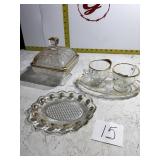 Clear glass with gold trim candy dish candy plate
