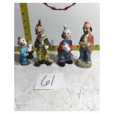4  clown figurines