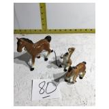Three porcelain horses made in Japan