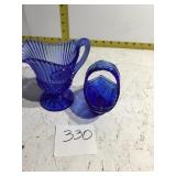 Blue basket and pitcher