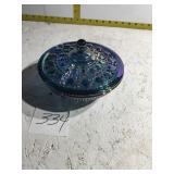 Carnival glass dish with lid