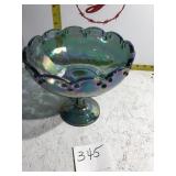 Carnival glass bowl on pedestal