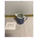 Blue and white creamer