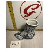 Blue and white boot