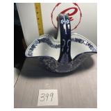 Blue and white basket