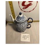Blue and white tea pot