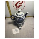 Blue and white tea pot