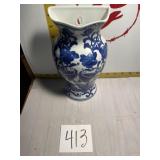 Blue and white wall pocket