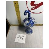 Blue and white toothbrush holder