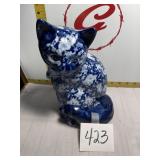Blue and white porcelain cat