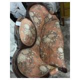 Antique loveseat has tears comes with fabric to