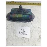Carnival glass butter dish