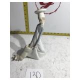 Porcelain boy figure with a pig