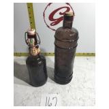 Two brown bottles