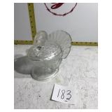 Glass turkey candy dish with lid