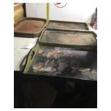 Seven wooden serving trays