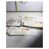 Cancel stamps on envelopes on postcards