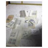 Postage stamps with various amounts eight cents