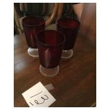 3 red glasses