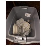 Bin with Dishes - Corelle etc