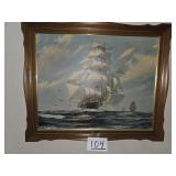 Framed Print Ship ' Racing Home'