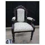 Walnut upholstered arm chair