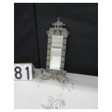 Wall mount mirror with candle holders