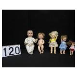 5 vintage dolls