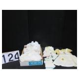 Box of doll & vintage clothing