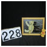 Leaded window of 2 bears