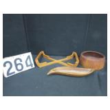 Wood bowl & boat