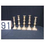 5 brass candlesticks