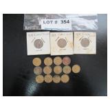 Group of 16 wheat pennies