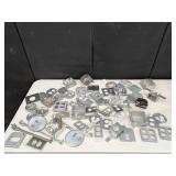 Large group of metal electrical boxes, covers, etc