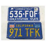 Connecticut & California License Plates