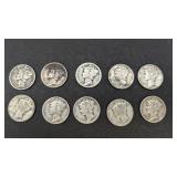 10 Mercury Dimes