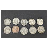 10 Silver Washington Quarters