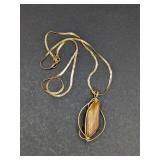 14K Necklace with Stone Pendant approx .05 oz