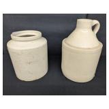 Stoneware Crock & Cement- Filled Jug