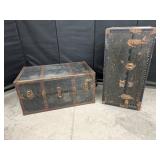 2 Vintage Steamer Trunks w/ Metal Hardware