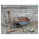Wheelbarrow, Ryobi String Trimmer, Hand Tools