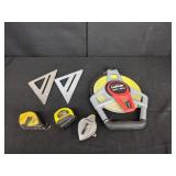 Assorted Tape Measures, Squares & Chalk Lines
