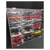 24 Assorted Corvettes in Display Case