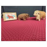 Wind-Up Walking Bear & Flocked Bull Figures
