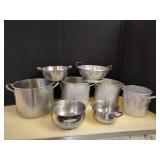 9 Aluminum Pots and Colanders