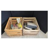 2 Wooden Crates with Assorted Tools