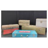 5 Metal Tool Boxes or Cases