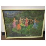 Oil Painting of Dancing Women in Nature